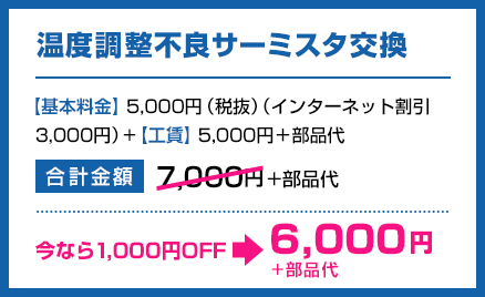 温度調整不良サーミスタ交換